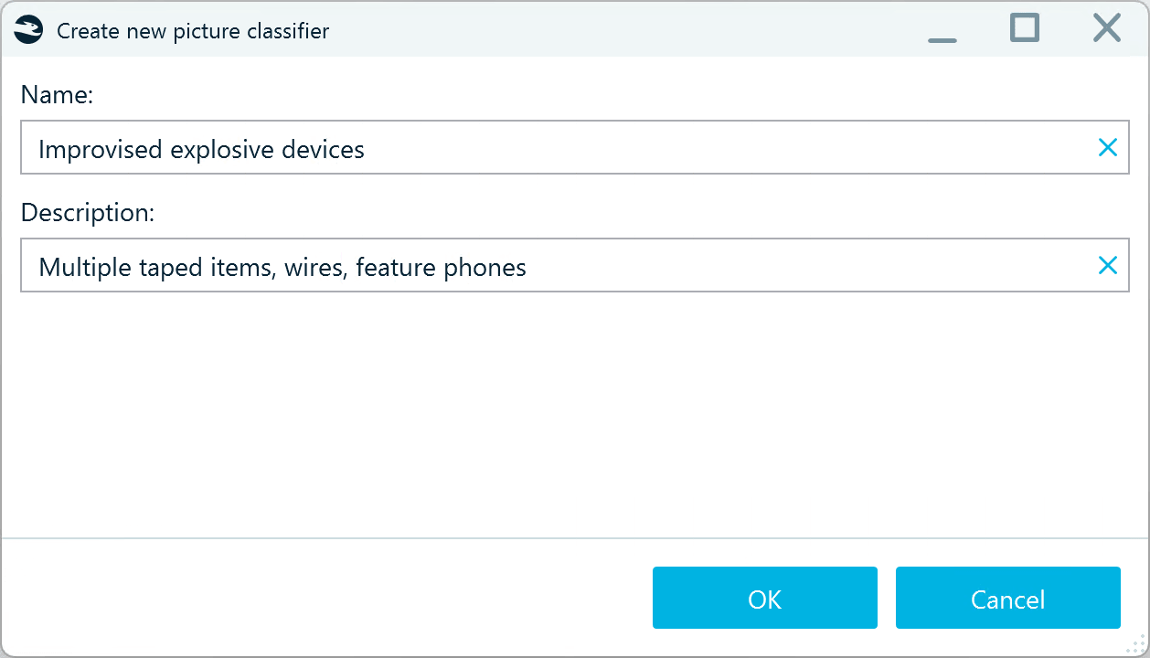 A dialog with custom classifier settings