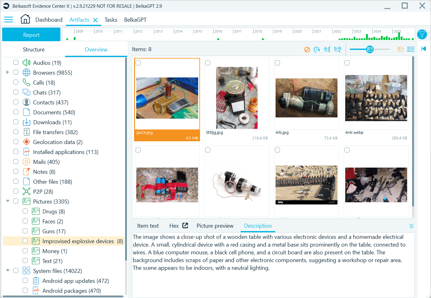 Pictures sorted out by a custom classifier