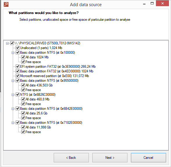 Add data source (selecting partitions)