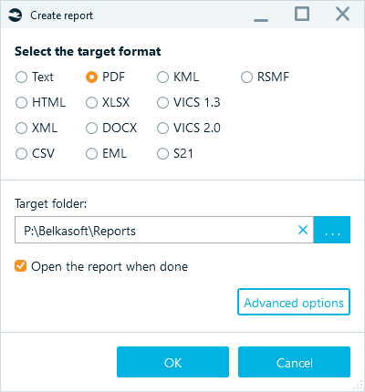 Create report window in Belkasoft X