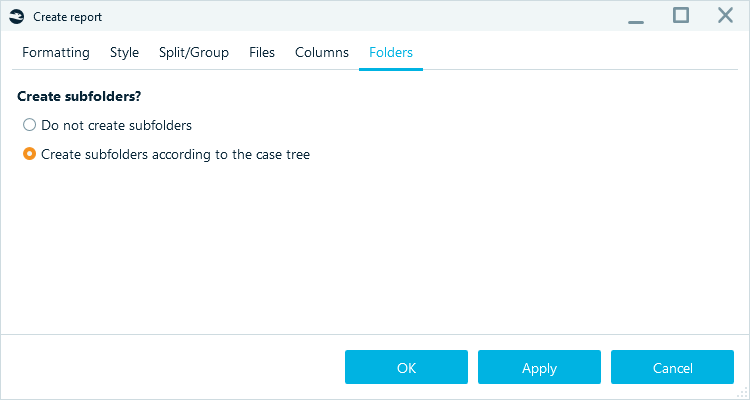 Folder options for Belkasoft X's report