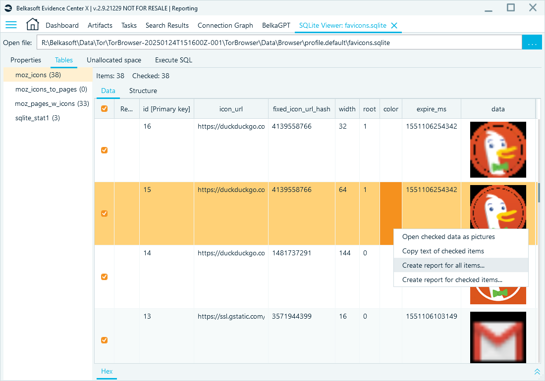 Creating a report from SQL Viewer
