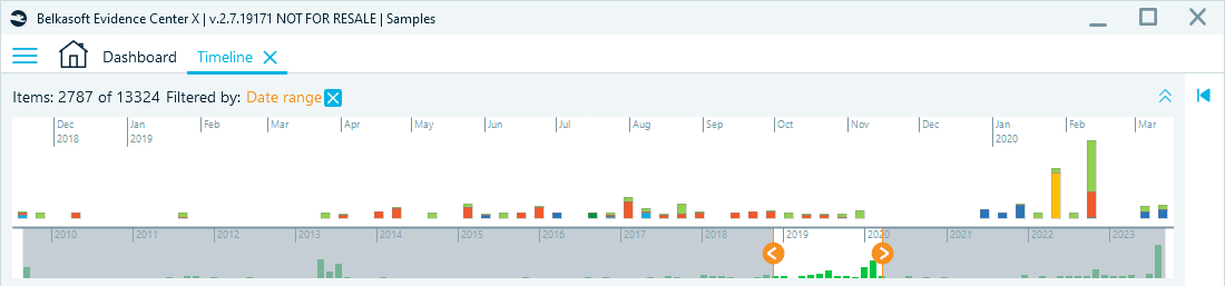 Main timeline and mini timeline views in the Timeline window