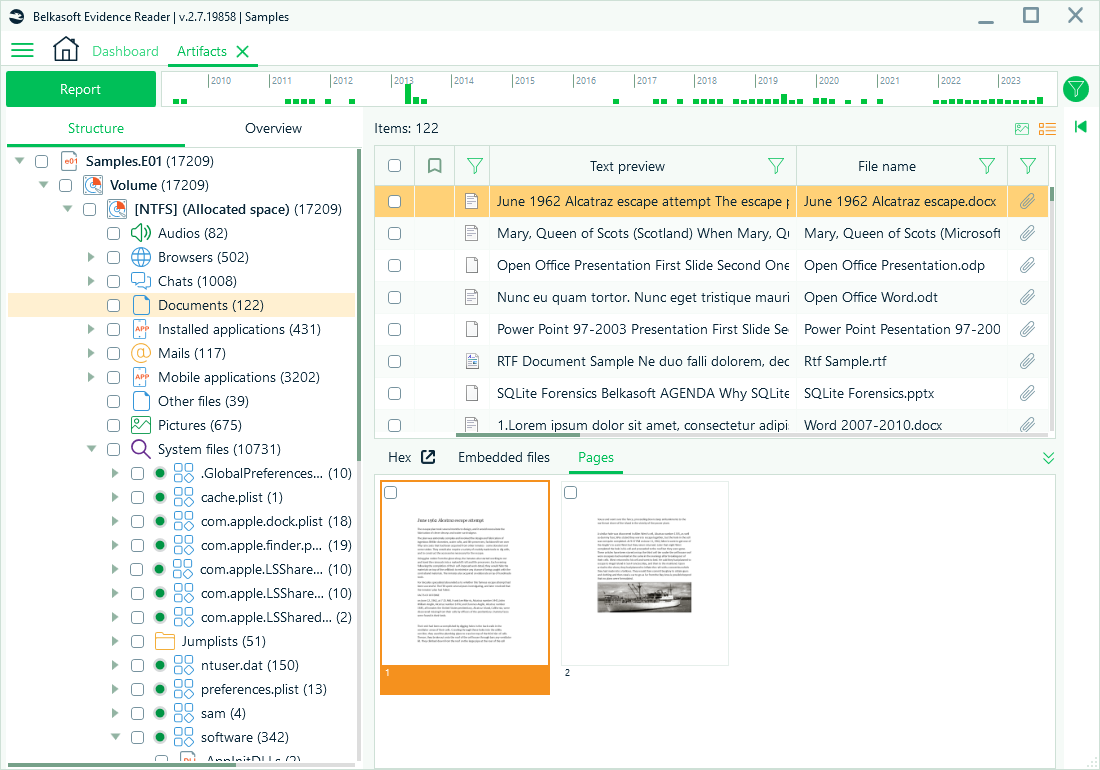 Artifact review in Belkasoft Evidence Reader