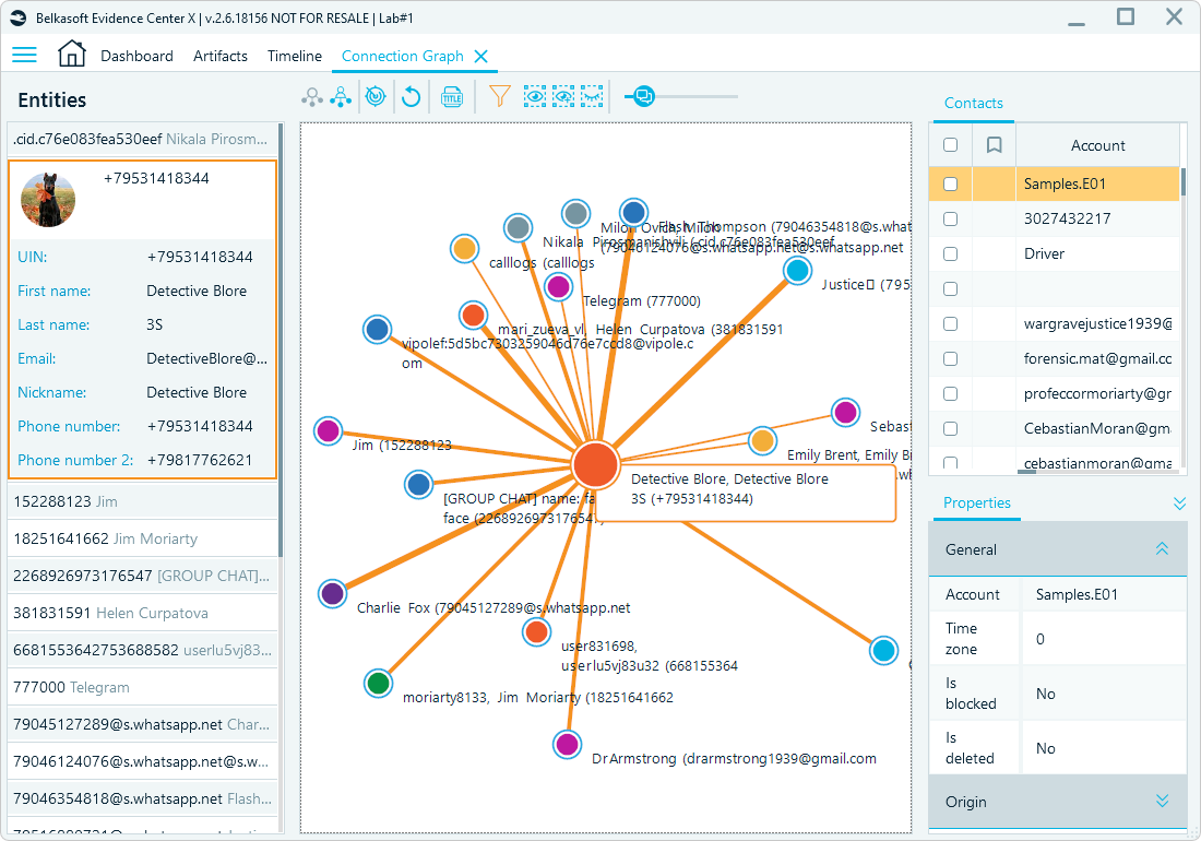 A Connection Graph view in Belkasoft X