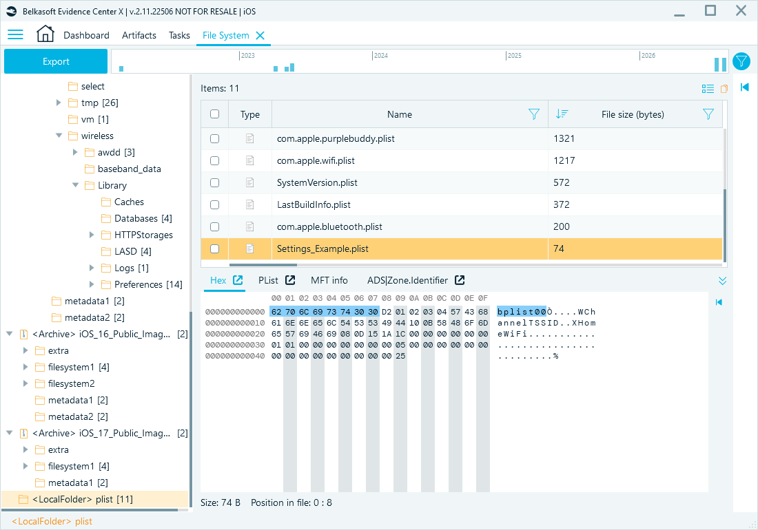 Example binary plist in Hex Viewer