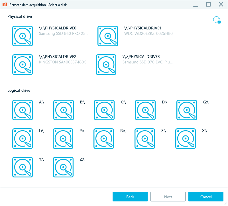 Disk acquisition options window in Belkasoft R
