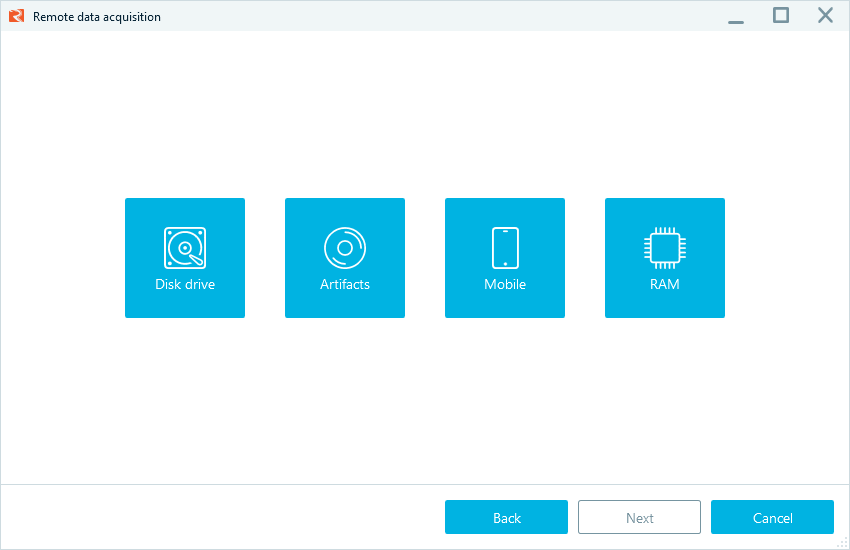 Belkasoft R acquisition options window