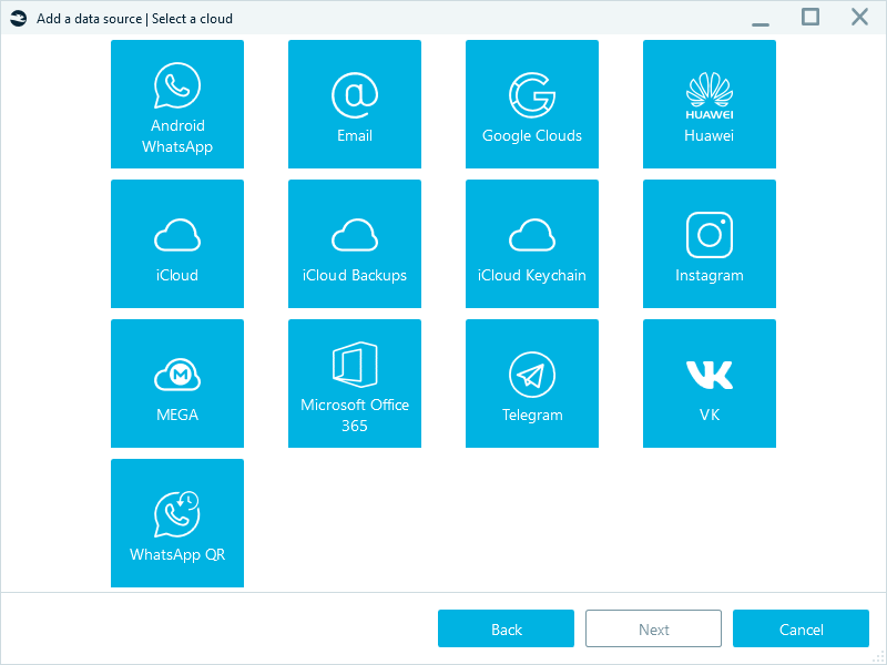 Belkasoft X can acquire data from popular cloud services