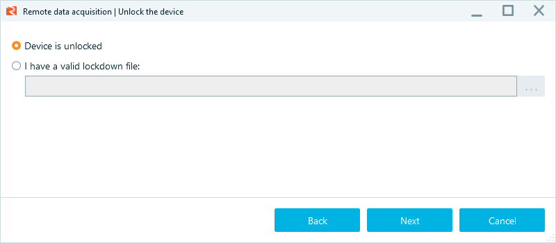 Unlock the device window