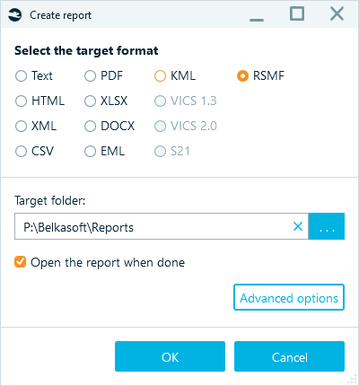 Create report window with highlighted RSMF
