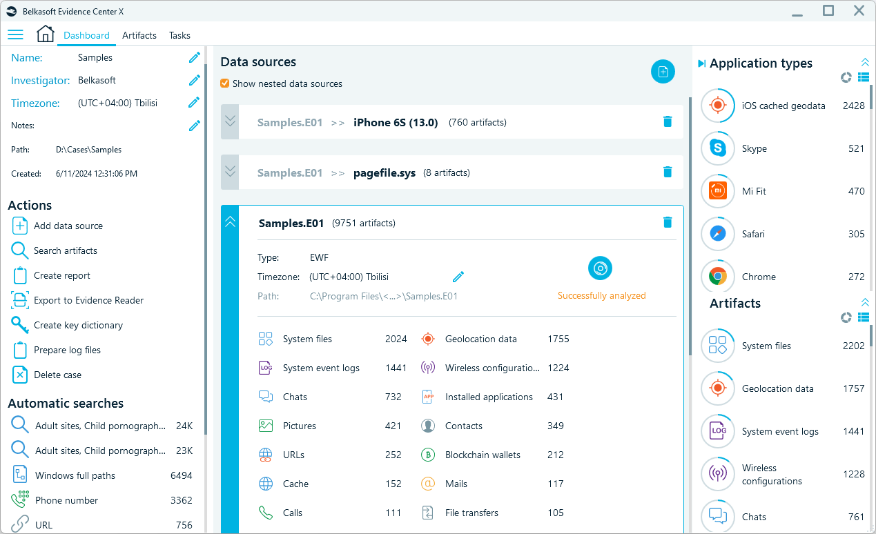 Belkasoft X dashboard view