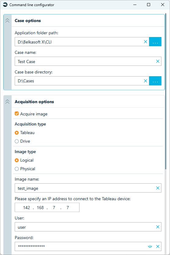 Setting up workflow options in Belkasoft X CLI configurator